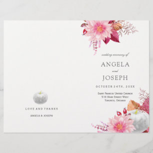 Romantic Fall Dahlias Wedding Programs