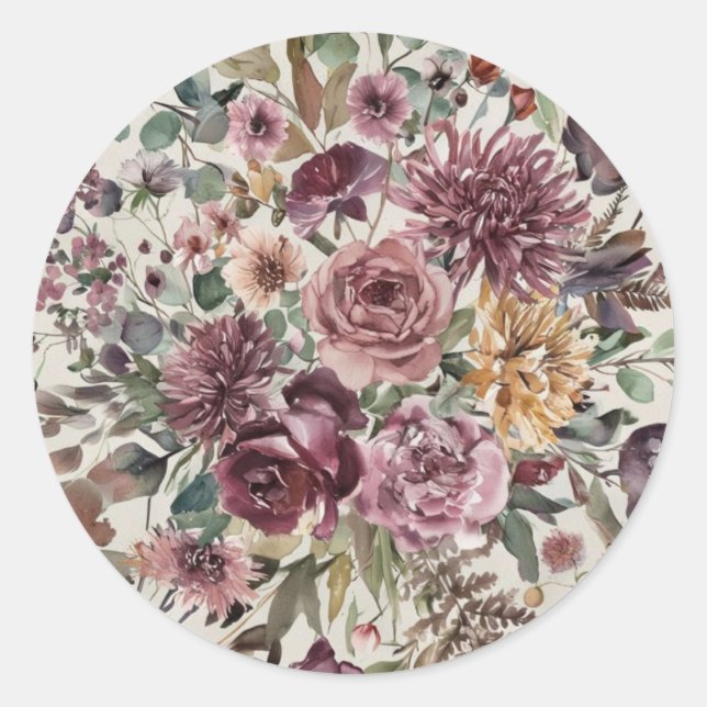Romantic Fall Floral Pattern Sticker (Front)