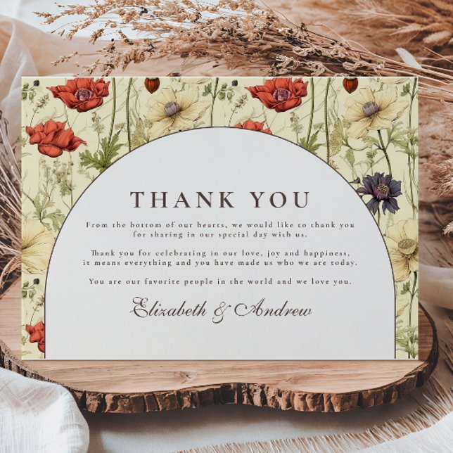 Romantic Fall Floral Wedding Thank You Card (Creator Uploaded)