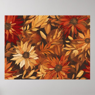 Romantic Fall Flowers Poster