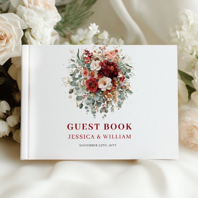 Romantic Fall Marsala Floral Wedding Guest Book (Romantic Fall Marsala Floral Wedding Guest Book

)