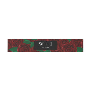 Romantic Fall outdoor wedding beautiful Red roses Invitation Belly Band
