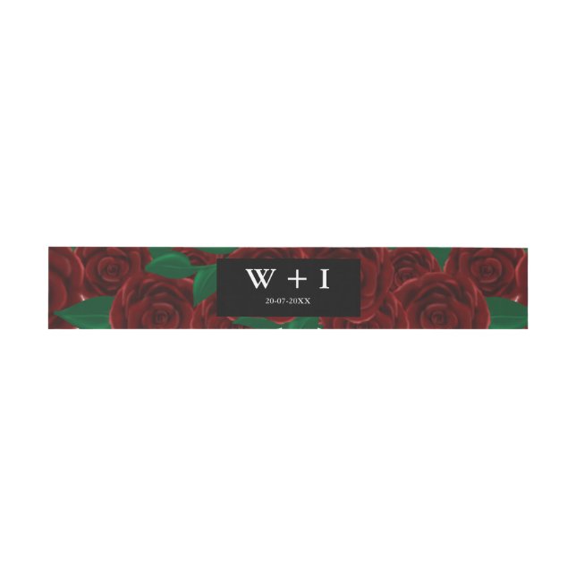 Romantic Fall outdoor wedding beautiful Red roses Invitation Belly Band (Flat)