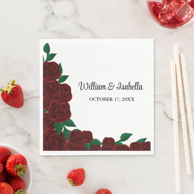 Romantic Fall outdoor wedding beautiful Red roses Napkin (Insitu)
