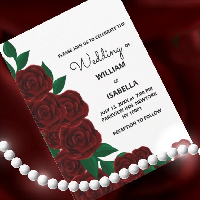 Romantic Fall outdoor  wedding gorgeous Red roses Invitation (Creator Uploaded)