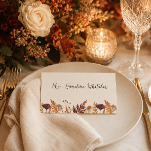 Romantic Fall Watercolor Wildflower Meadow Place Card