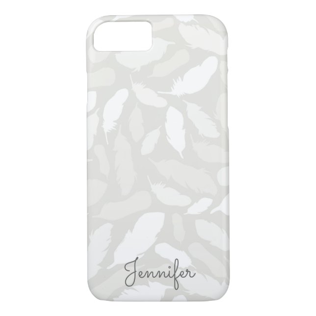 Romantic fallin feathers in grey personalised Case-Mate iPhone case (Back)