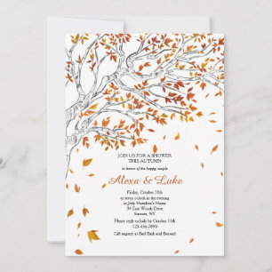 Romantic Falling Leaves Shower Invitation