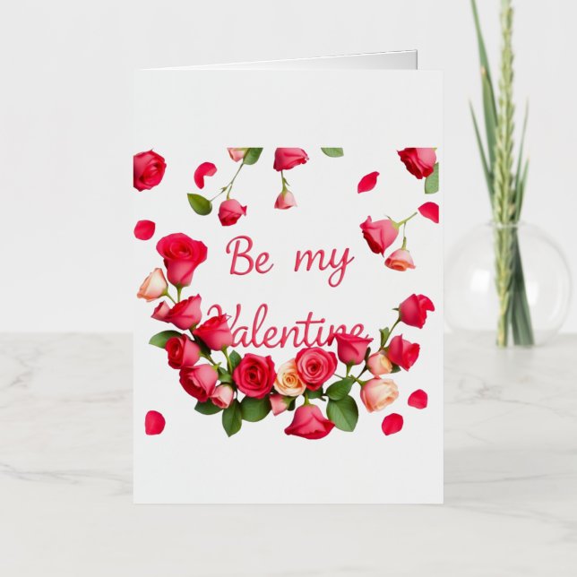 Romantic Falling Roses  Foil Greeting Card (Front)