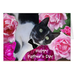 ROMANTIC FATHER'S DAY CAT WITH PINK ROSES