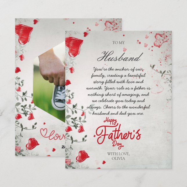 Romantic Father's Day  for Husband From Wife Photo Holiday Card (Front/Back)