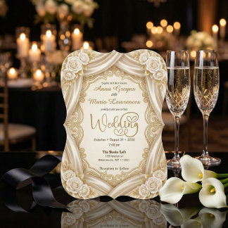 Romantic Faux Gold Calligraphy Royal Wedding  Invitation