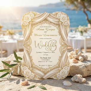 Romantic Faux Gold Calligraphy Royal Wedding  Invitation