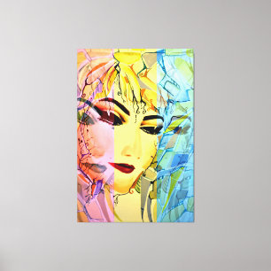 Romantic Female Silhouette Watercolor Painting Canvas Print