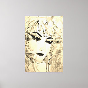 Romantic Female Silhouette Watercolor Painting Canvas Print