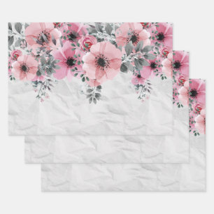 Romantic Feminine Elegant Antique Pink Floral Wrapping Paper Sheet