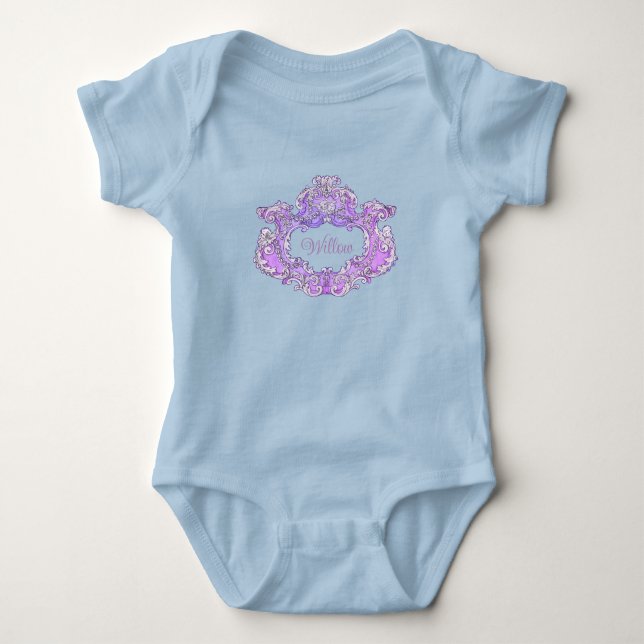Romantic,Feminine,Personalised  Baby Bodysuit (Front)