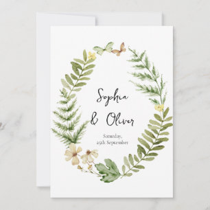 Romantic Field Flower Butterfly Wedding Invitation