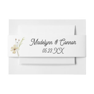 Romantic Field Flower Minimalist Wedding  Invitation Belly Band