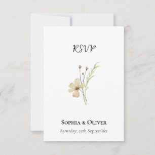 Romantic Field Flower Minimalist Wedding RSVP Card