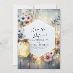 Romantic Field Mason Jar Wedding Save The Date