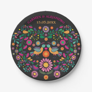 Romantic Fiesta Birds Mexican Floral Wedding Decor Paper Plate
