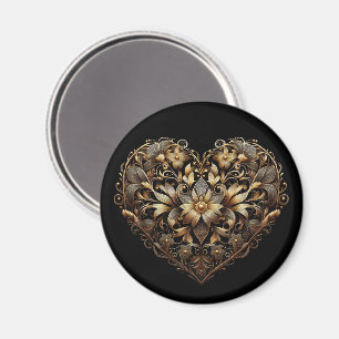 Romantic filigree gold heart. Valentines Day Love Magnet