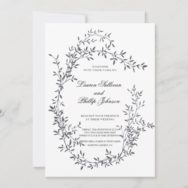 Romantic Fine Art Floral Wedding Invitations (Front)