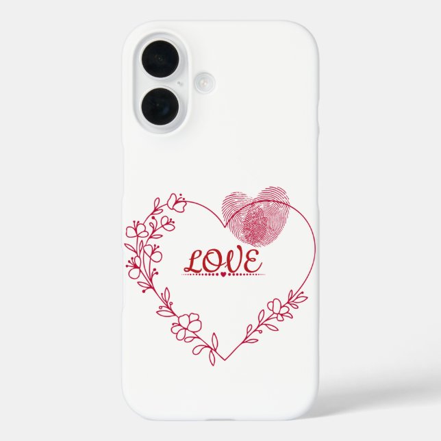 Romantic Fingerprint Heart Floral Phone Case (Back)