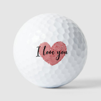 Romantic Fingerprint Heart “I Love You” Sticker Golf Balls