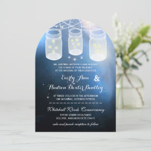 Romantic Firefly Mason Jar Wedding Invitation