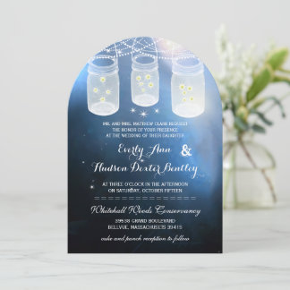 Romantic Firefly Mason Jar Wedding Invitation
