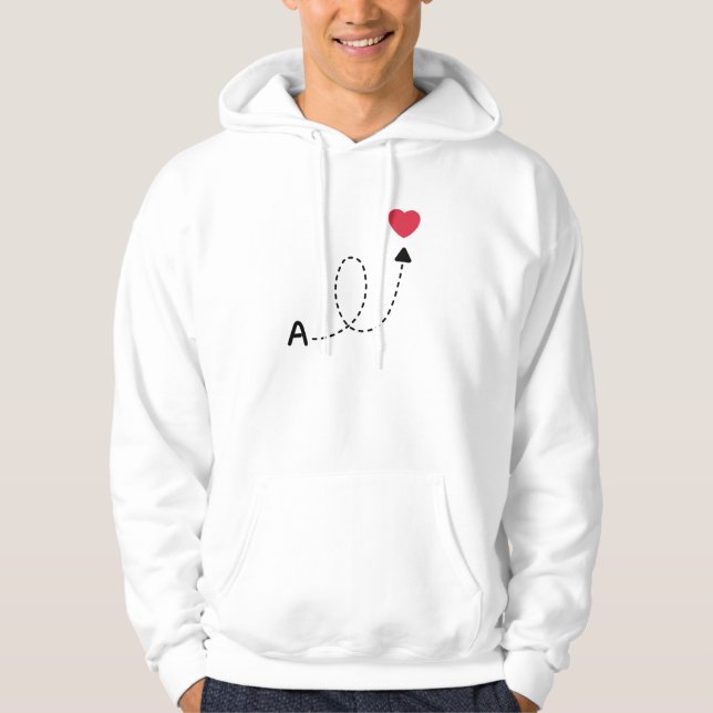 Romantic First Letter Love Design Hoodie (Front)