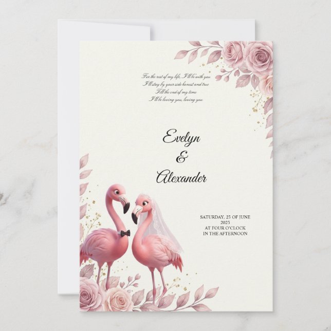 Romantic Flamingo Wedding Invitation (Front)