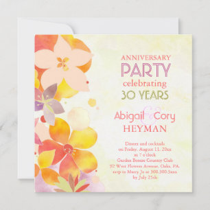 Romantic Floral 30th Wedding Anniversary Party Invitation