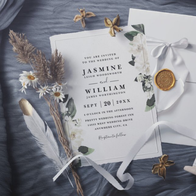 Romantic Floral Accent Rustic Elegant Chic Wedding Invitation (Creator Uploaded)