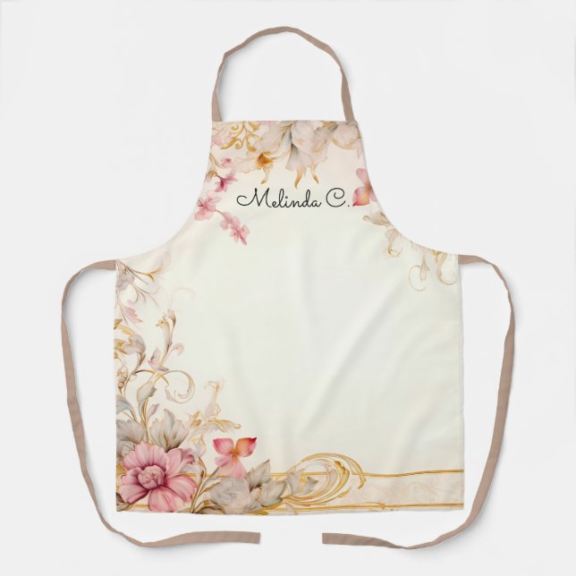 Romantic Floral All Over Print Apron (Front)
