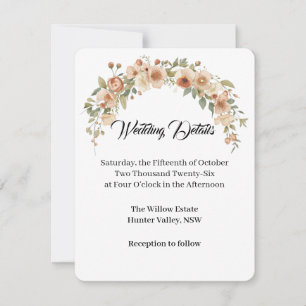 Romantic Floral Arch Wedding Details Card