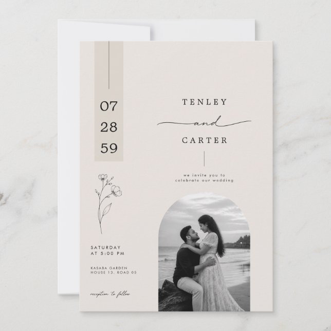 Romantic Floral Arch Wedding Invitation. Invitation (Front)