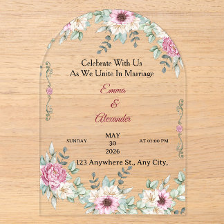 Romantic Floral Arch Wedding Invitation Template