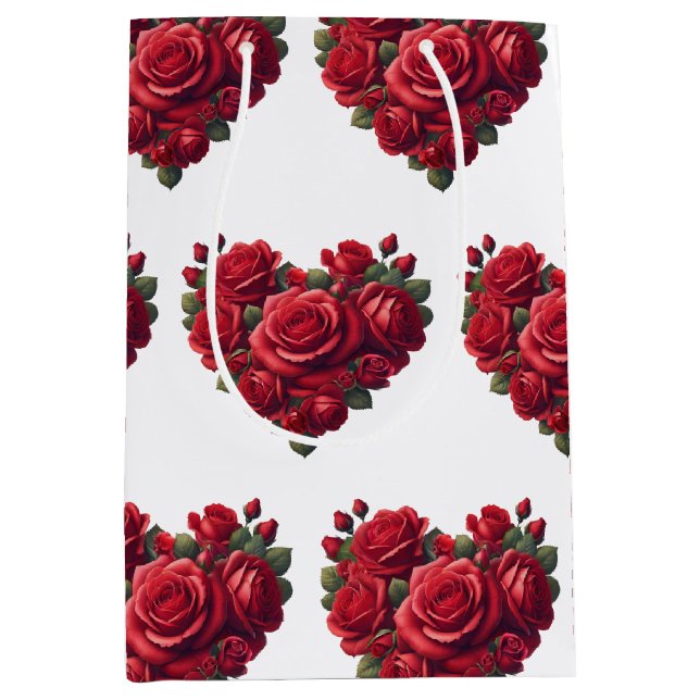 Romantic Floral Art Medium Gift Bag (Front)