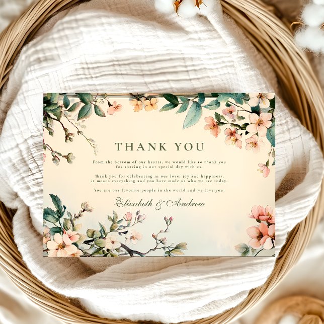 Romantic Floral Art Nouveau Wedding Thank You Card (Creator Uploaded)