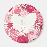 Romantic floral background with cute rabbit