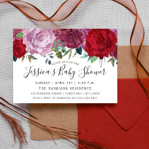 Romantic Floral Blooms Baby Shower Invitation