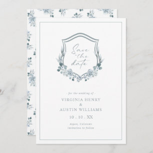 Romantic Floral Blue Save The Date