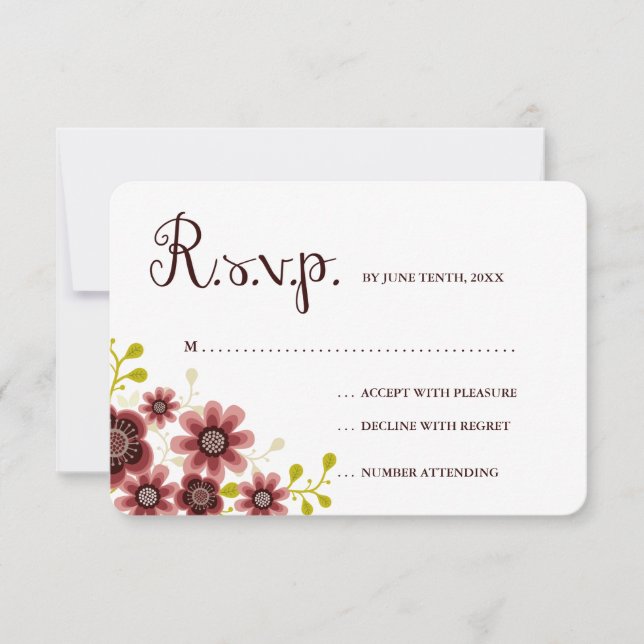 Romantic Floral Bouquet Banner Wedding RSVP (Front)