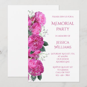 Romantic Floral Bouquet Memorial Party Invitation