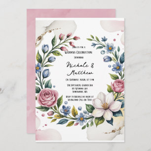 Romantic Floral Bouquet Wedding Celebration  Invitation