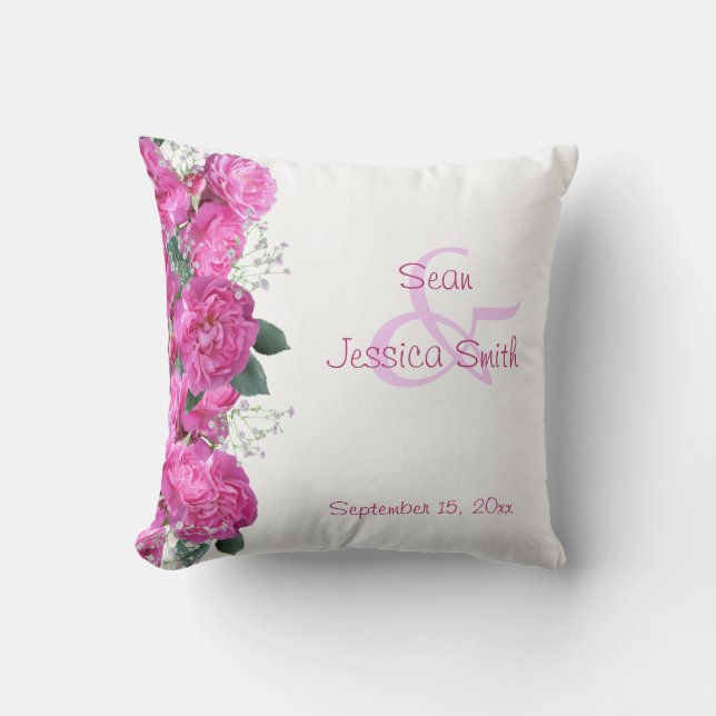 Romantic Floral Bouquet Wedding Cushion (Front)