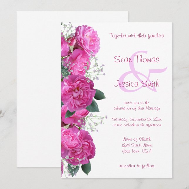 Romantic Floral Bouquet Wedding Invitation (Front/Back)